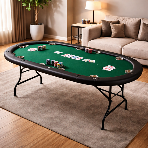 Foldable 8-Player Poker Table – Portable Casino Style (Oval)